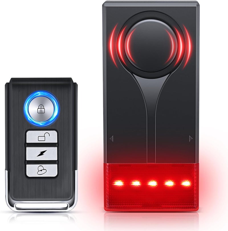ELECTOP Car Anti-Theft Vibration Alarm, 108dB Automobile Vibration Sound & Light Alarm, Wireless Remote Car Alert Vehicle Security Alert System Automotive Warning Interior Safety Red Light - Image 1